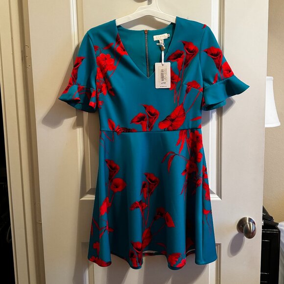 Ted Baker London Fantasia V Neck Skater Dress - Picture 2 of 6